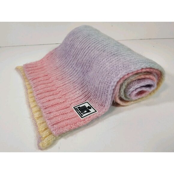 Juicy Couture Hombre Pastel Rainbow Knit Scarf 68x12 Soft - Picture 2 of 4